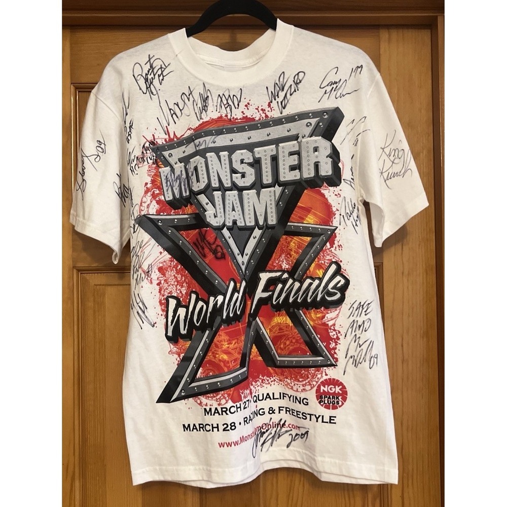 Monster Jam X World Finals T Shirt White Sz Medium Signed